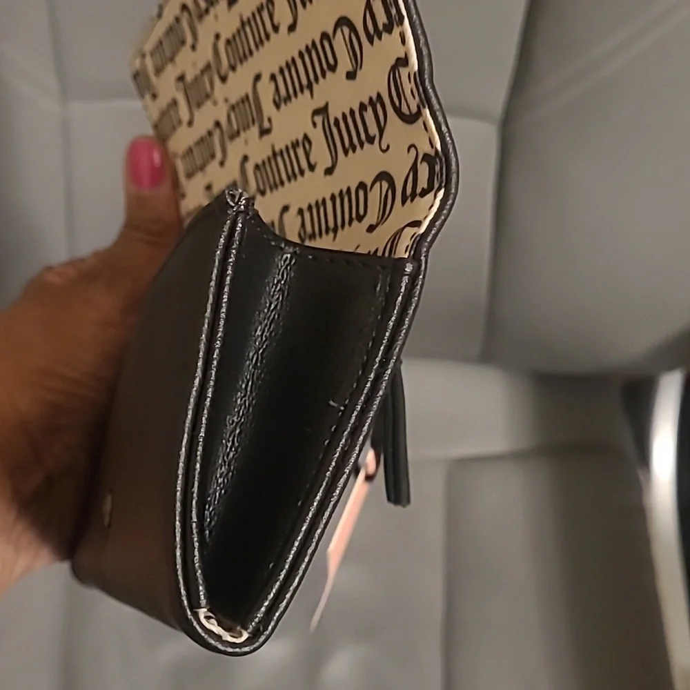 NWT Juicy Couture Black Wallet with Heart Design and silver studs
